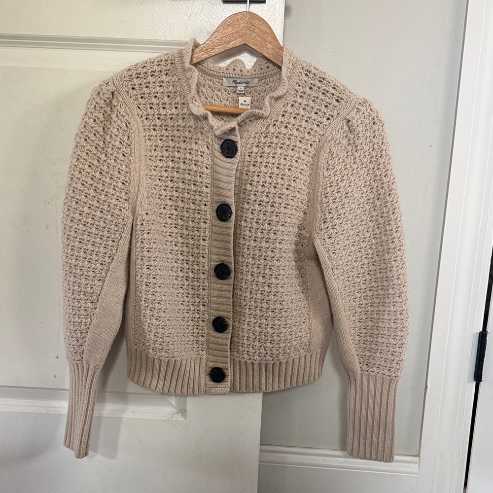 Madewell Beige Textured Button-Up Cardigan